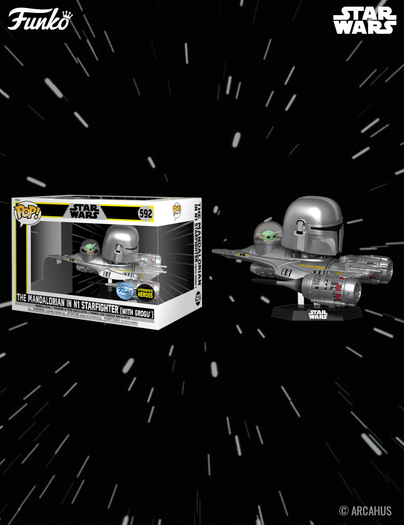 The Mandalorian dans le Chasseur N-1 avec Grogu n° 592 - Figurine Funko POP! Star Wars The Mandalorian