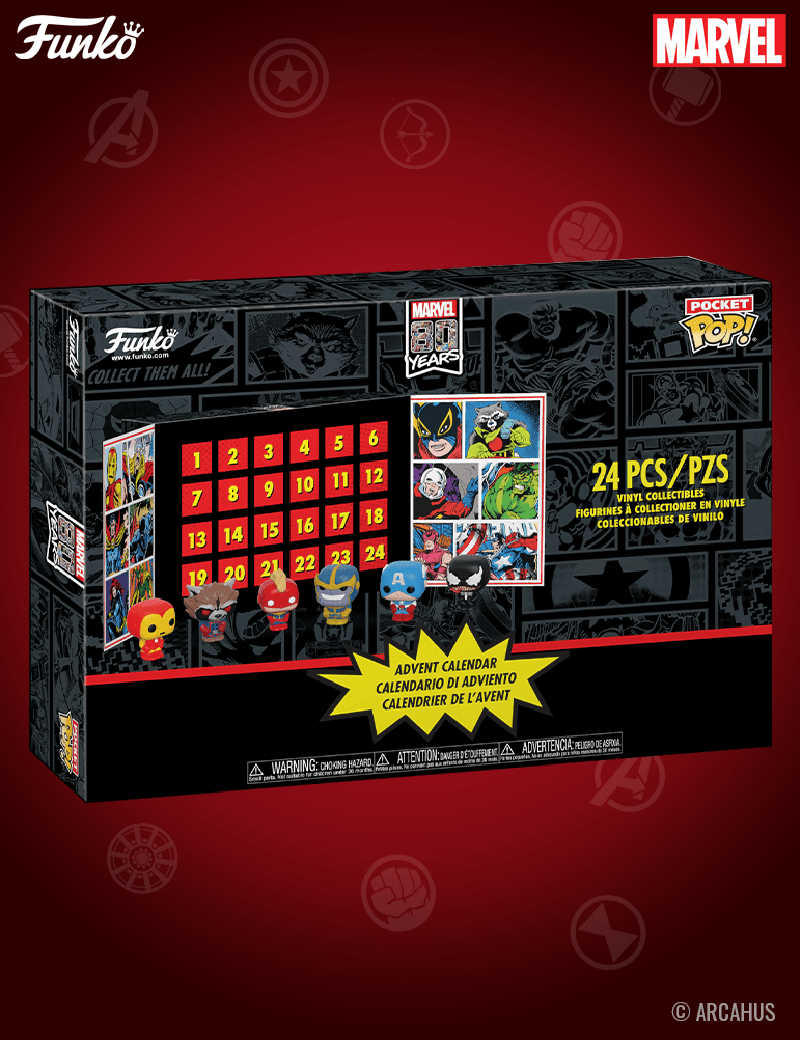 Calendrier de l'Avent - Mini Figurines Funko POP! Marvel 24 pièces