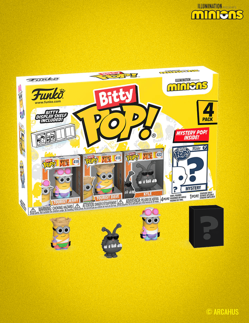 Les Minions (Tourist Jerry) - Pack de 4 figurines Funko Bitty POP!