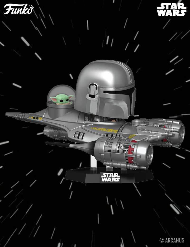 The Mandalorian dans le Chasseur N-1 avec Grogu n° 592 - Figurine Funko POP! Star Wars The Mandalorian