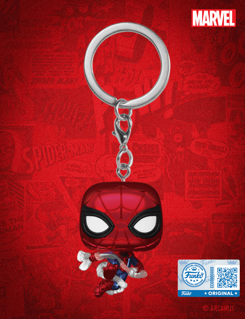 Spider-Man (Métallique) Porte-clé - Figurine Funko POP! Pocket Keychain Marvel Studios Spider-Man: Brand New Day