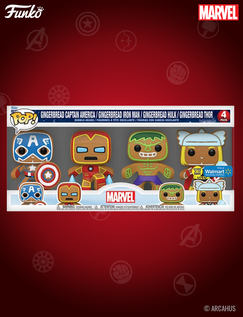 Captain America / Iron Man / Hulk / Thor (Gingerbread) - Figurine Funko POP! 4 Pack Marvel Pain d'épices