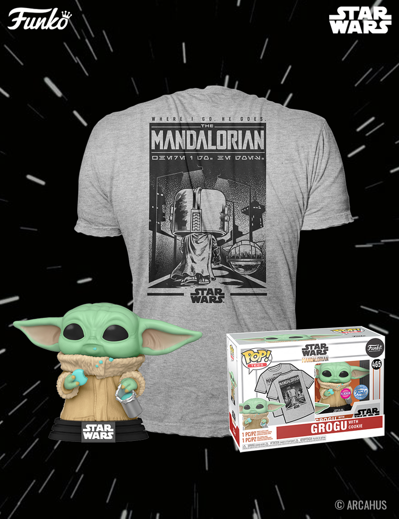 Grogu with Cookie n° 465- Figurine Funko POP! Tees Star Wars The Mandalorian