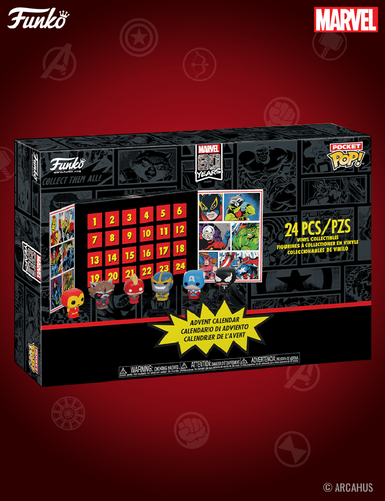 Calendrier de l'Avent - Mini Figurines Funko POP! Marvel 24 pièces